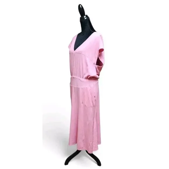 Free People Beach Marlow Pink Cotton Hemp Midi Medium M Cottagecore Boho Dress - Picture 3 of 8